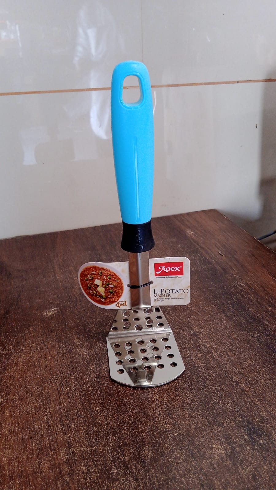 Apex L-Handle Stainless Steel Potato Masher Ergonomic Grip (1 Pc) Apex L-Handle Stainless Steel Potato Masher Ergonomic Grip (1 Pc)